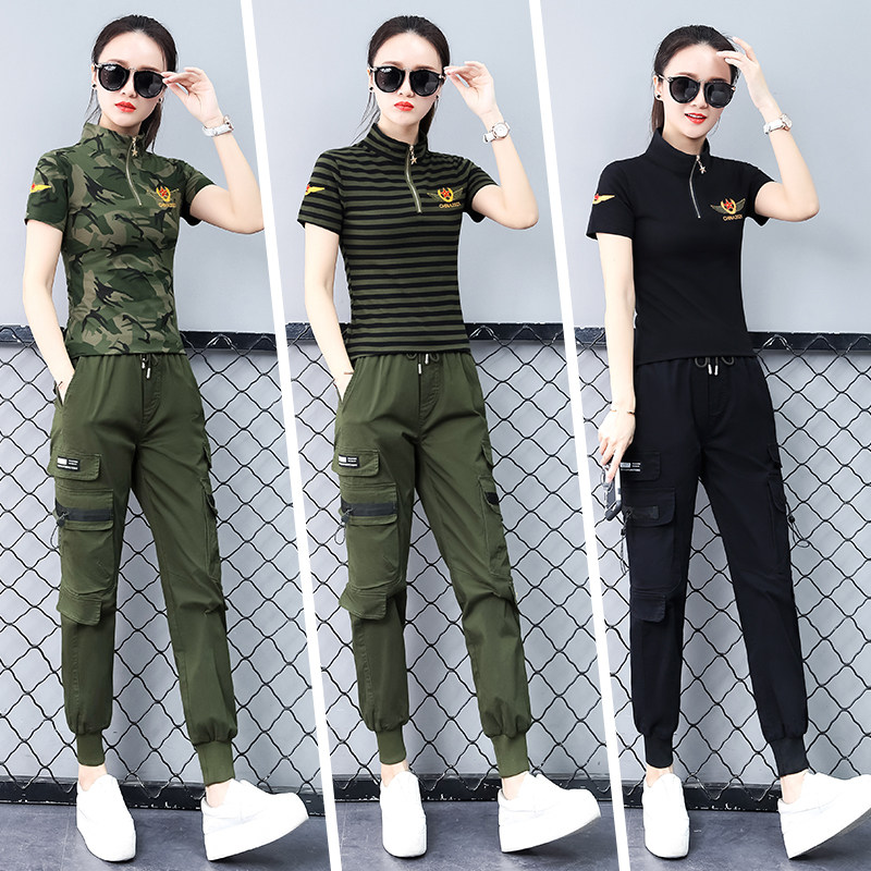 扩旅纯棉迷彩服短袖女夏季新款