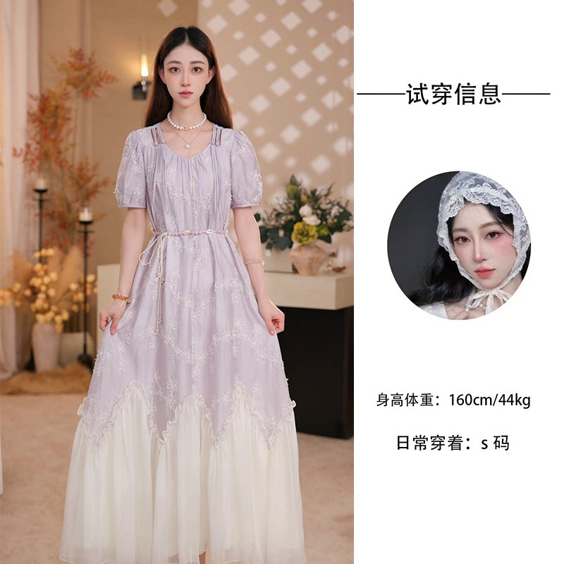 Nash/奈希 紫鸢 设计感A字板仙女夏季女款显瘦连衣裙