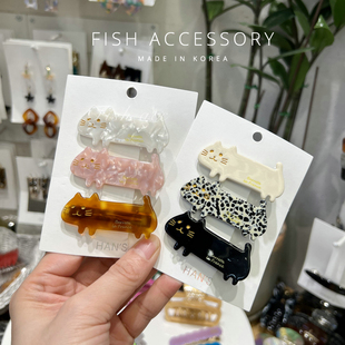 韩国进口France小金标边夹法式 可爱设计感猫咪刘海夹童趣鸭嘴发夹