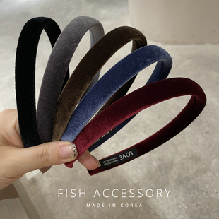 韩国进口秋冬高级感头箍复古细腻丝绒全包简约气质细边压发发箍