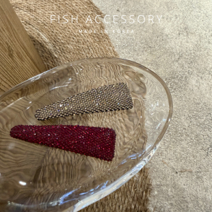 韩国进口简约精致气质灰钻闪闪酒红三角形发夹边夹bb夹侧边发卡