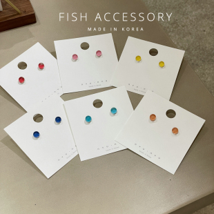 韩国东大门进口清新透感耳饰女小圆球果冻糖果色迷你耳钉百搭耳环