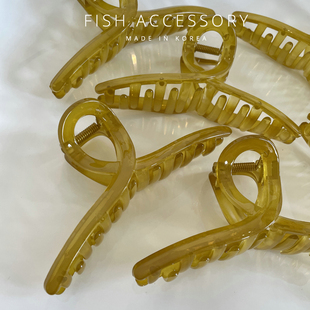 加大号 韩国进口超美樱花粉芥末黄适合发量多气质简约发夹抓夹