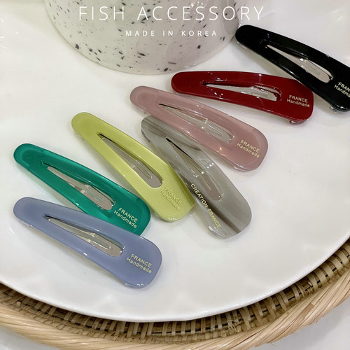 花色晕染纯色刘海夹发夹