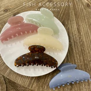 韩国进口France金标气质法式 清透马卡龙薄荷深棕发夹大抓夹鲨鱼夹