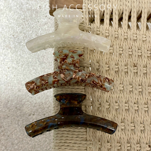 韩国进口法式 优雅超美薄荷绿棕极光弧拱形发抓盘发抓夹发夹鲨鱼夹