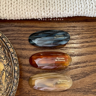 韩国进口France金标鸭嘴夹fever鹅卵石小椭圆边夹气质刘海发夹女