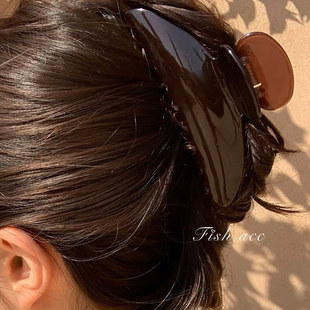 韩国进口高级感复古巧克力气质有质感经典 chic大号抓夹鲨鱼夹发夹