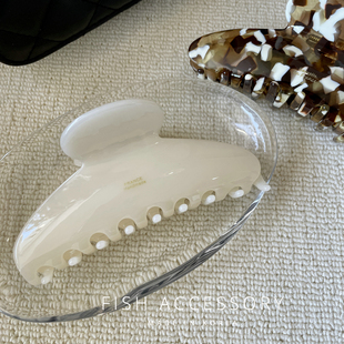 韩国进口France法式 发夹温柔果冻奶白色发抓茶棕后脑勺盘发抓夹女