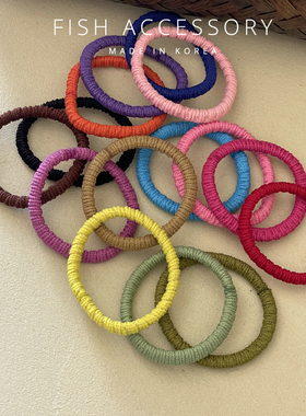 韩国春夏糖果色彩色皱皱皮筋亮色弹力超好基础打底发圈头绳