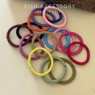 韩国春夏糖果色彩色皱皱皮筋亮色弹力超好基础打底发圈头绳