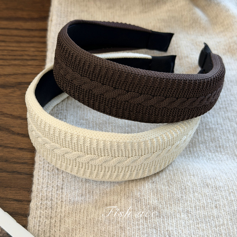 韩国进口复古针织麻花图案编织简约气质减龄休闲百搭头箍发箍