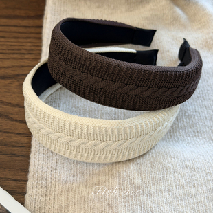 韩国进口复古针织麻花图案编织简约气质减龄休闲百搭头箍发箍