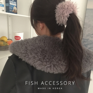 韩国进口毛茸茸发绳软乎乎香芋紫头花小众百搭气质大肠发圈多色入