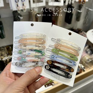 韩国进口France金标小发夹碎钻晕染花色椭圆形边夹法式 气质刘海夹