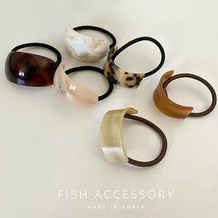 韩国进口ins博主法式 优雅气质头绳女设计感弧形半圆晕染花色发圈