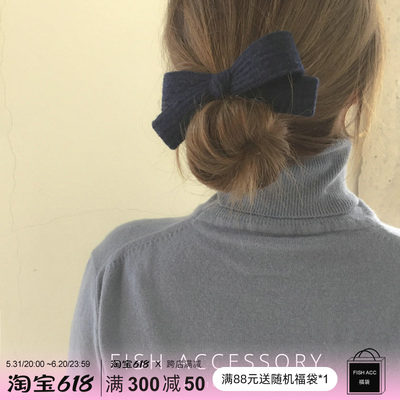 韩国进口复古气质蝴蝶结丝绒发饰
