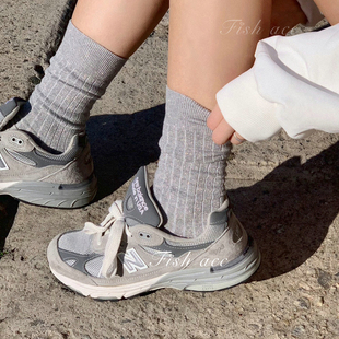 韩国东大门进口简约时尚 闪闪亮丝宽坑条纹运动袜舒适透气中筒袜子