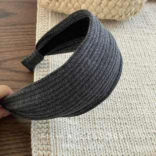 韩国进口简约气质舒适宽版 纯色百搭头箍 坑条纹发箍明星博主同款