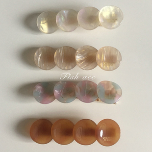 韩国东大门法式 发夹幻彩小圆片边夹可爱鸭嘴夹气质刘海一字碎发夹