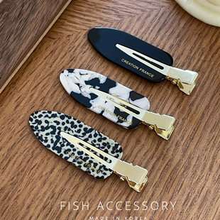 韩国进口小金标法式 碎发刘海夹女复古黑色超模无痕发夹鸭嘴夹边夹