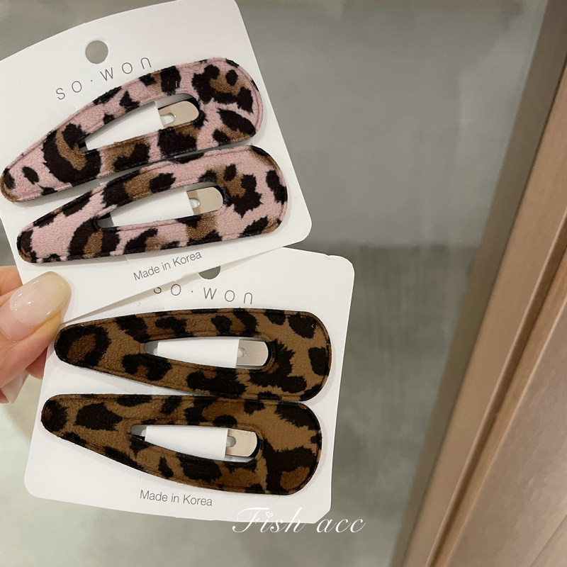 韩国进口简约时髦棕色豹纹绒面BB夹ins博主刘海夹侧边气质发夹,饰品/流行首饰/时尚饰品新,发饰,淘宝优惠券,粉丝福利购,淘宝优惠卷