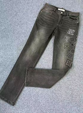 卡la尔fei尼吊牌价1700+ku780男士秋冬季深灰色微破洞牛仔裤