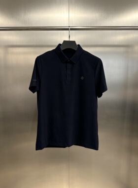 欧dudt075男士夏季藏蓝色翻领透气商务休闲百搭户外短袖T恤