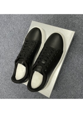 劲家qxe021男士奇迹新款简约百搭板鞋黑色经典款式牛皮