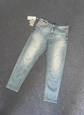 九muwang上新ku585男士夏季薄款浅蓝色高弹牛仔裤