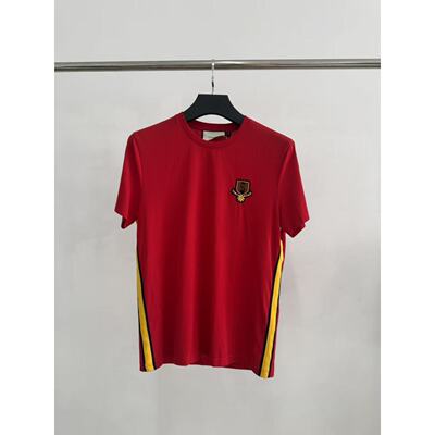 砖柜1870卡la尔fei尼dt047男士夏季红色条纹拼接短袖圆领修身T恤