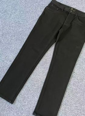 卡la尔fei尼1900+ku782男士冬季新款黑色加绒修身直筒牛仔裤