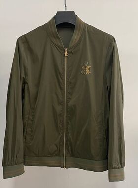 雷di波erjk736男士秋季新款军绿色棒球服领款休闲夹克