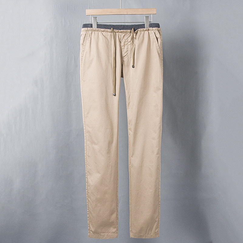 JIMS男士裤子春夏季纯棉休闲裤中腰松紧腰长裤卡其色韩版修身男裤|msdalam kategori Pakaian Lelaki, seluar santai - dari Buy2taobao.com untuk memberikan perkhidmatan ejen Taobao profesional membeli