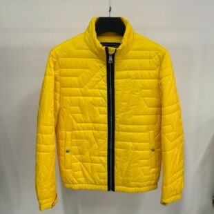 欧duyr584男士冬季新款亮黄色几何压线羽绒服简约百搭潮流修身