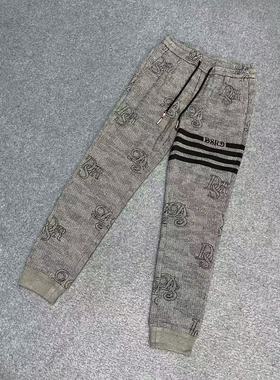 丹xi摩ku804男士秋季中灰色新款针织束脚高档休闲裤