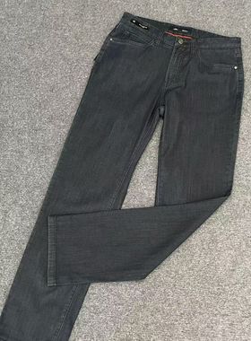 九家吊牌价1000+ku722男士夏季薄款微弹5.6%桑蚕丝蓝色薄牛仔裤