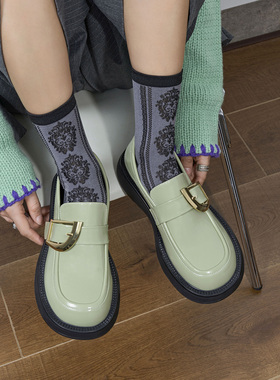 玛速主义2026新款厚底圆头乐福鞋女春季平底百搭单鞋英伦风小皮鞋