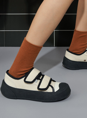 玛速主义2026新款魔术贴百搭平底板鞋女春学院风休闲鞋小众帆布鞋