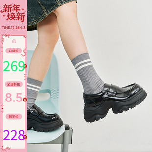 新款 百搭单鞋 厚底增高乐福鞋 黑色小皮鞋 女 时尚 玛速主义2025年冬季