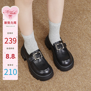 新款 增高单鞋 英伦风黑色乐福鞋 百搭小皮鞋 时尚 玛速主义2026年夏季