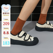 小众帆布鞋 女春学院风休闲鞋 魔术贴百搭平底板鞋 玛速主义2026新款