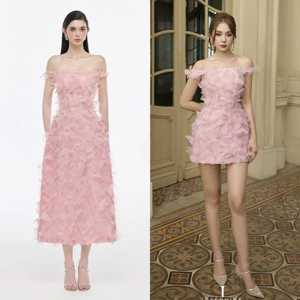 Josephine正品授权女礼服连衣裙粉色重工甜美气质仙女裙