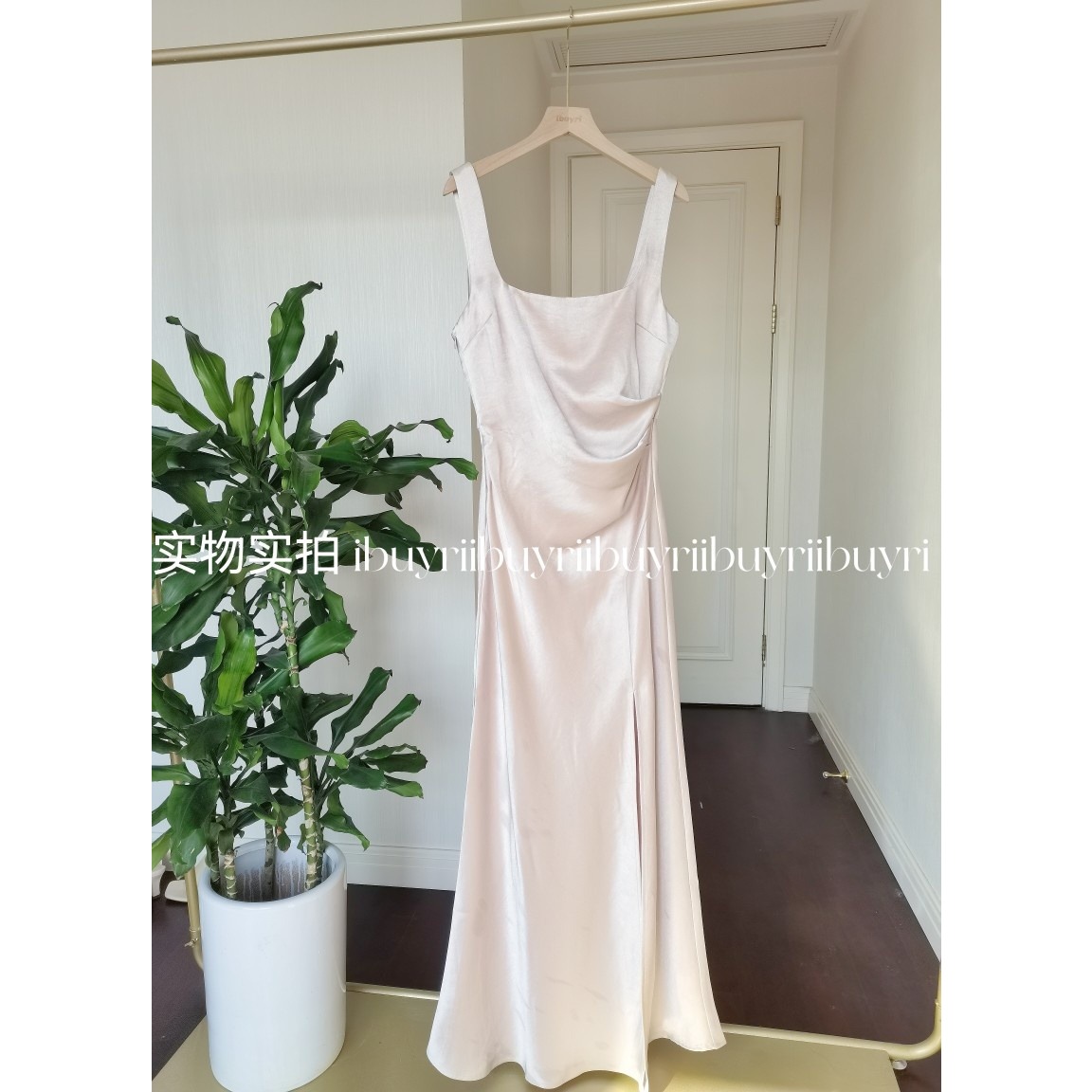 BEC BRIDGE正品授权女连衣裙吊带方领开叉缎面收腰礼服时尚度假23