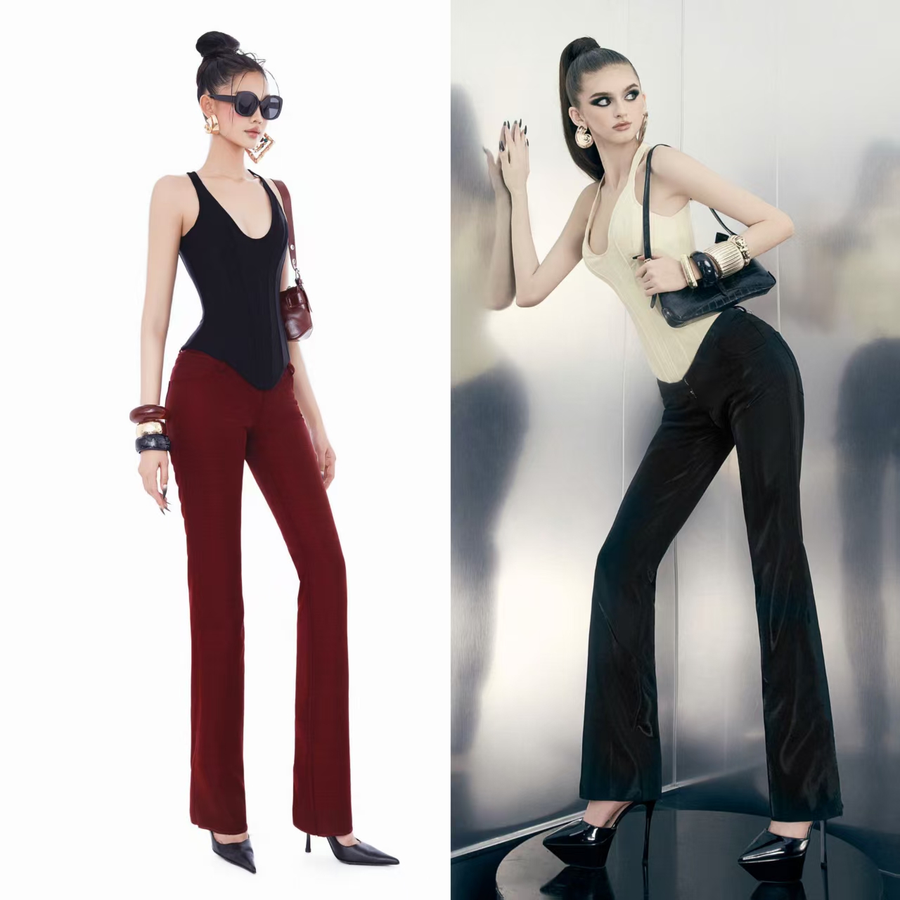 Mael Femme正品25SS 女上衣裤子黑色红色辣妹小众设计师越南