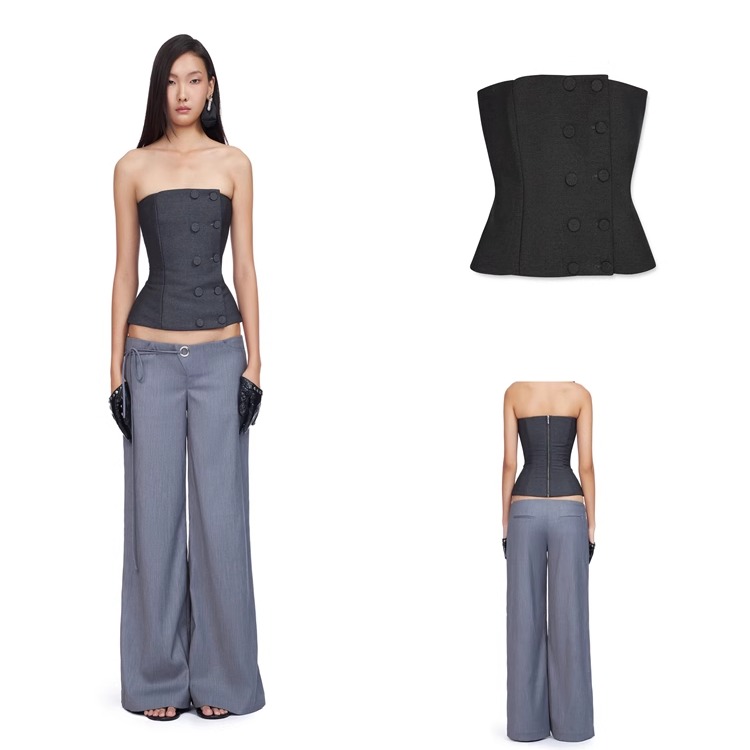 Fanci Club正品25SS 女紧身胸衣裤子黑色灰色辣妹小众设计师越南