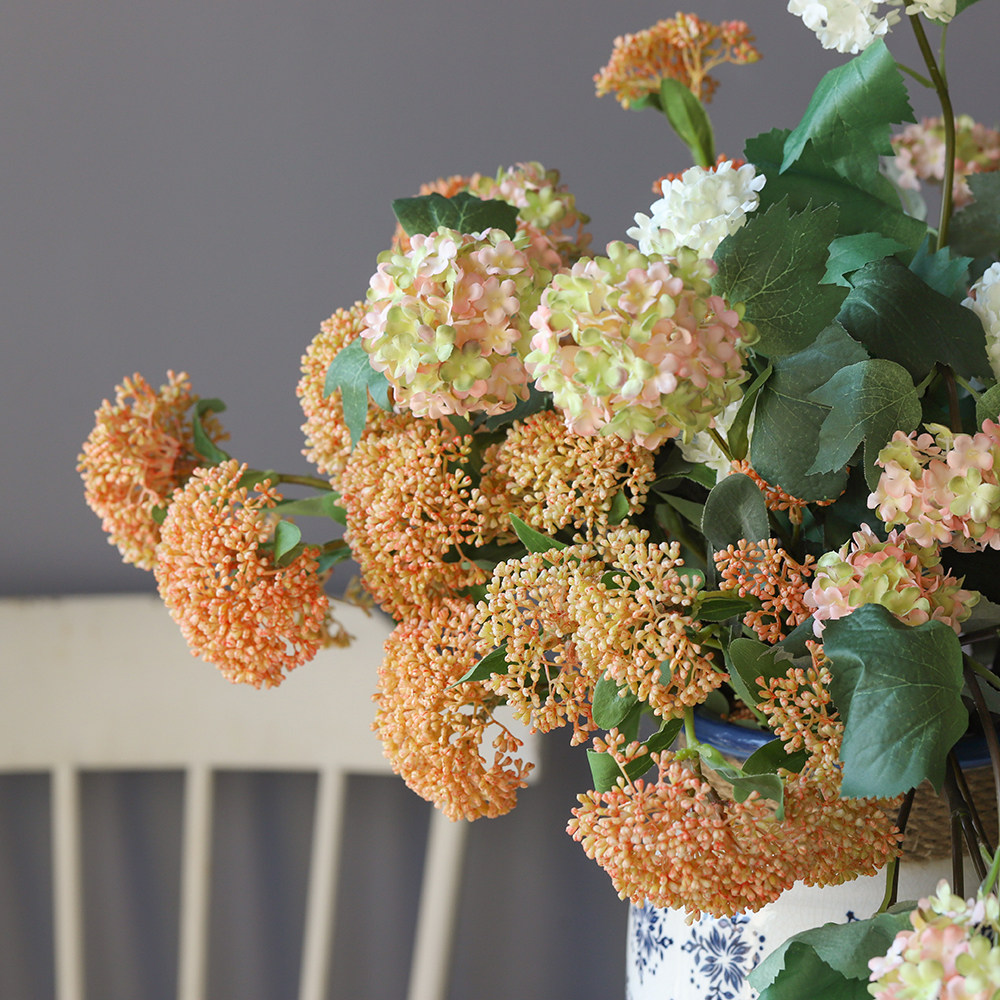 ins北欧轻奢四头小绣球仿真花插花配材婚礼家居假花