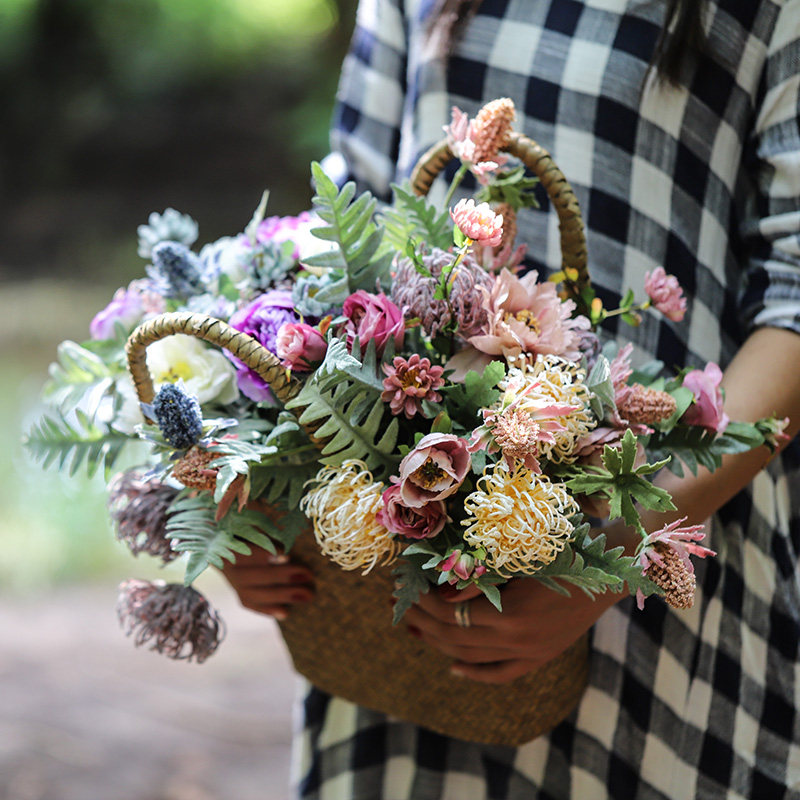 ins北欧仿真花束蘋花汀草花艺套装手捧花家居装饰品客厅软装摆设