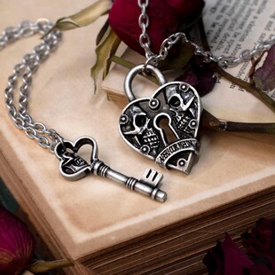 Alchemy Gothic P943 A牌哥特朋克情侣南京锁R锁头钥匙项链吊坠