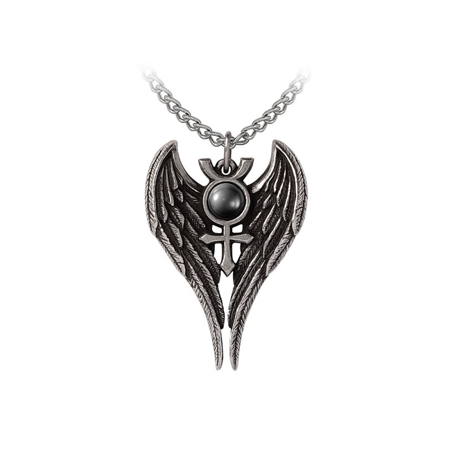 Alchemy A牌镶钻天使翅膀十字架链条男女项链哥特朋克风饰品 P993